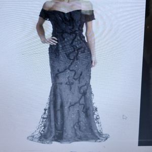 Rickie Freeman For Teri Jon Women's Navy Blue Embellished Gown Dress 12